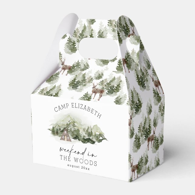 Weekend in the Woods Camping Bachelorette Favor Box (Front Side)