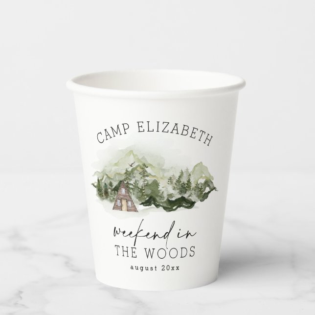Weekend in the Woods Camping Bachelorette Paper Cups (Front)