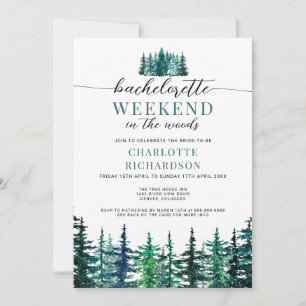 Weekend In The Woods Modern Bachelorette Party  Invitation