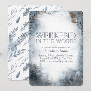 Weekend in the Woods   Winter Bachelorette Party Invitation