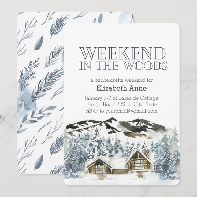 Weekend in the Woods | Winter Party Invitation (Front/Back)