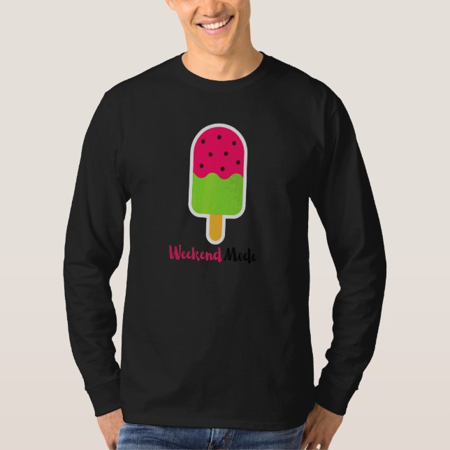 Weekend Mode Watermelon Icecream For Beach Fun T-Shirt (Front)