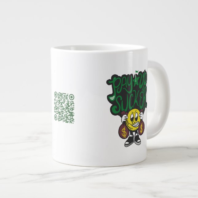 Weekend Money Game Pay Up Sucker Payment QR Code Large Coffee Mug (Front Right)