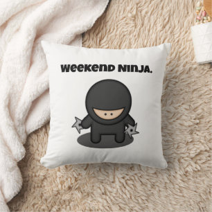 Weekend Ninja Funny Cute Japan Cartoon Throw Pillow