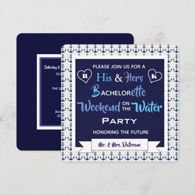 "Weekend on the Water" His & Hers Invitation (Front/Back)