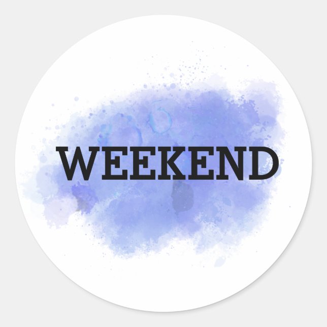 Weekend Purple Abstract Watercolor  Classic Round Sticker (Front)