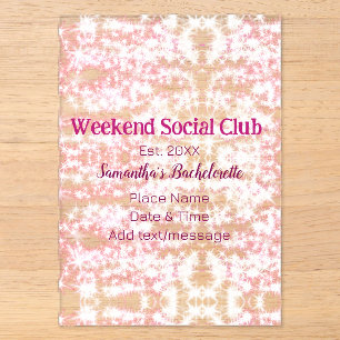 Weekend Social club pink glitter bachelorette part Acrylic Invitations