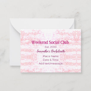 Weekend Social club pink glitter bachelorette part Card