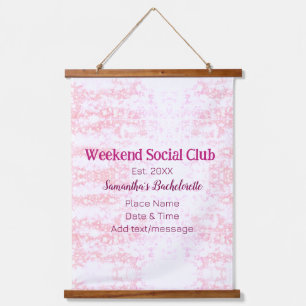 Weekend Social club pink glitter bachelorette part Hanging Tapestry