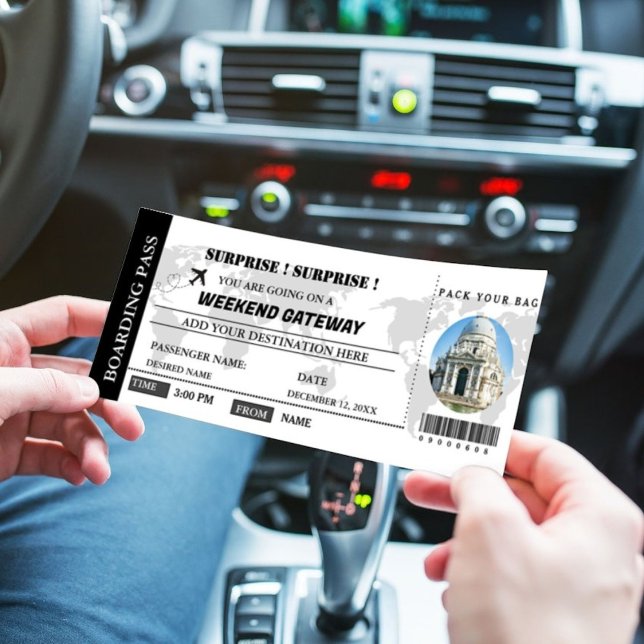 Weekend surprise Getaway Boarding pass Ticket  Invitation (Creator Uploaded)