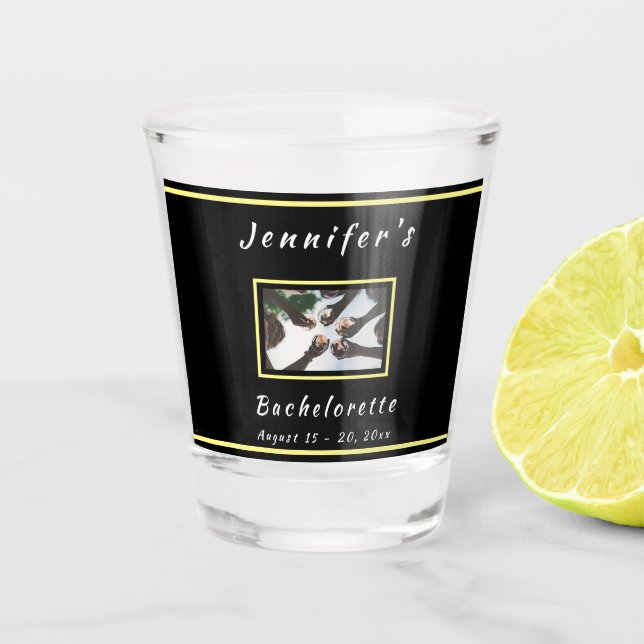Weekend Trip Personalized Bachelorette Party Black Shot Glass (Front)