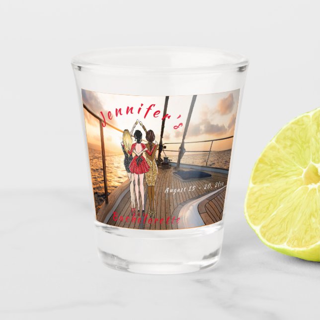 Weekend Trip Personalized Bachelorette Party Shot Glass (Front)