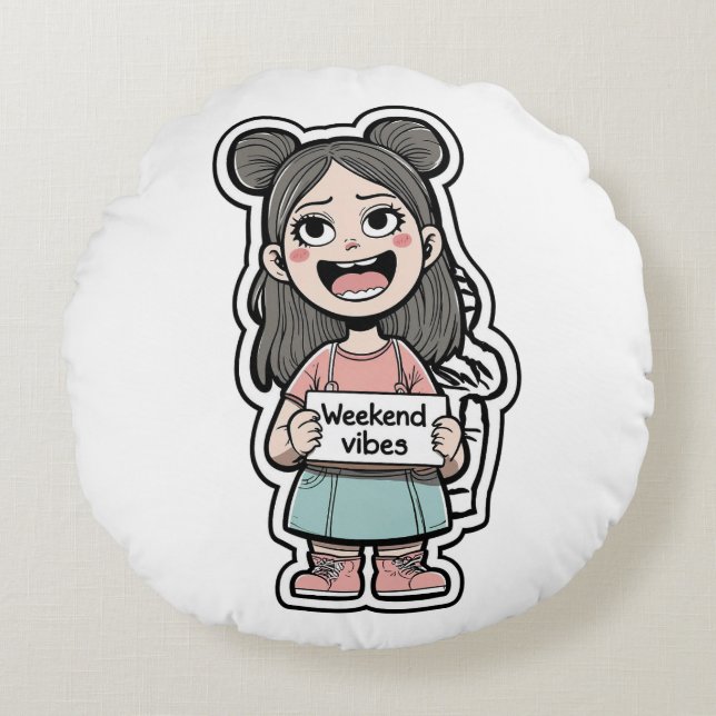 Weekend Vibes Round Pillow (Front)