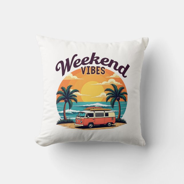 Weekend Vibes Throw Pillow (Front)