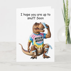 Weekend warrior T-rex with bandages and ice pack Card