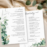 Weekend Wedding Itinerary Greenery Eucalyptus Invitation<br><div class="desc">Get ready to be mesmerized by our breathtaking greenery wedding suite! Featuring exquisite illustrations of eucalyptus leaves and complemented by striking elegant calligraphy, this suite is the ultimate finishing touch for your enchanting garden-themed wedding. If you're looking for something extra or have a special request in mind, don’t hesitate to...</div>