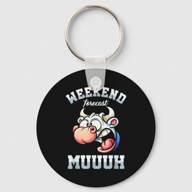 Weekend Week Forecast Friday Vacation Workweek Gif Keychain (Front)