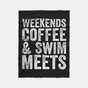 Weekends Coffee And Swim Meets Retro Coffee Lover Fleece Blanket