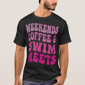 Weekends Coffee And Swim Meets Retro Coffee Lover  T-Shirt