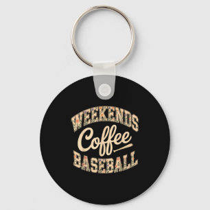 Weekends coffee baseball cute retro mom life with keychain