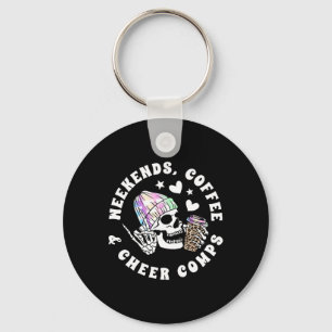 Weekends Coffee Cheer Comps Cheerleading Coach Che Keychain