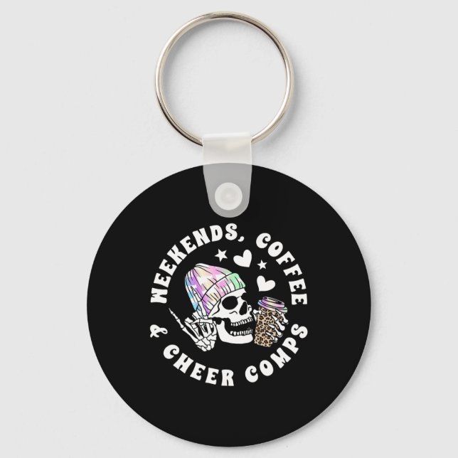 Weekends Coffee Cheer Comps Cheerleading Coach Che Keychain (Front)