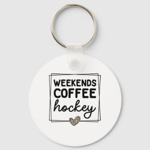 Weekends Coffee Hockey Cute Retro Mom Life With Sa Keychain