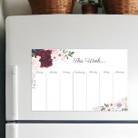 Weekly Calendar Burgundy & Blue Watercolor Flowers Magnetic Dry Erase Sheet<br><div class="desc">We’ve hand-painted these beautiful and elegant watercolor flowers. Our weekly fridge magnet features our beautiful floral arrangement of red burgundy, deep blues, and blush pinks flowers with accents of lush green sage leaves and greenery. Our beautiful watercolor Floral bouquet arrangement and greenery frame the edge of the weekly fridge magnet....</div>