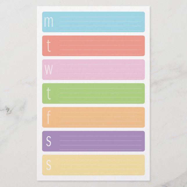 Weekly Calendar Sheets Stationery (Front)