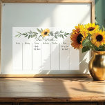 Weekly Calendar Watercolor Yellow Sunflower Magnetic Dry Erase Sheet<br><div class="desc">Beautiful country style and elegant weekly fridge magnet. Our design features our hand-painted watercolor golden yellow sunflowers and greenery arrangments to create this elegant country-style fridge magnet. All flowers are hand-painted by Moodthology Papery.</div>