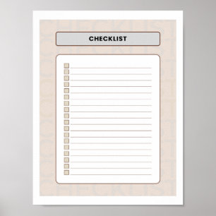 Weekly Checklist Planner Page Poster