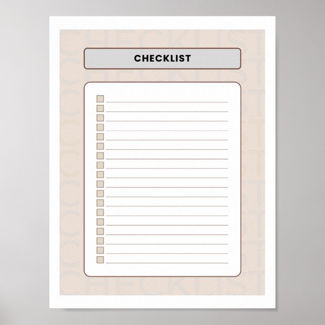 Weekly Checklist Planner Page Poster (Front)