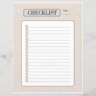 Weekly Checklist sheet