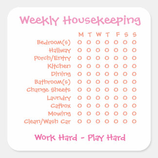 Weekly Chores List Square Sticker