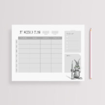 Weekly Desk Planner with Bunny