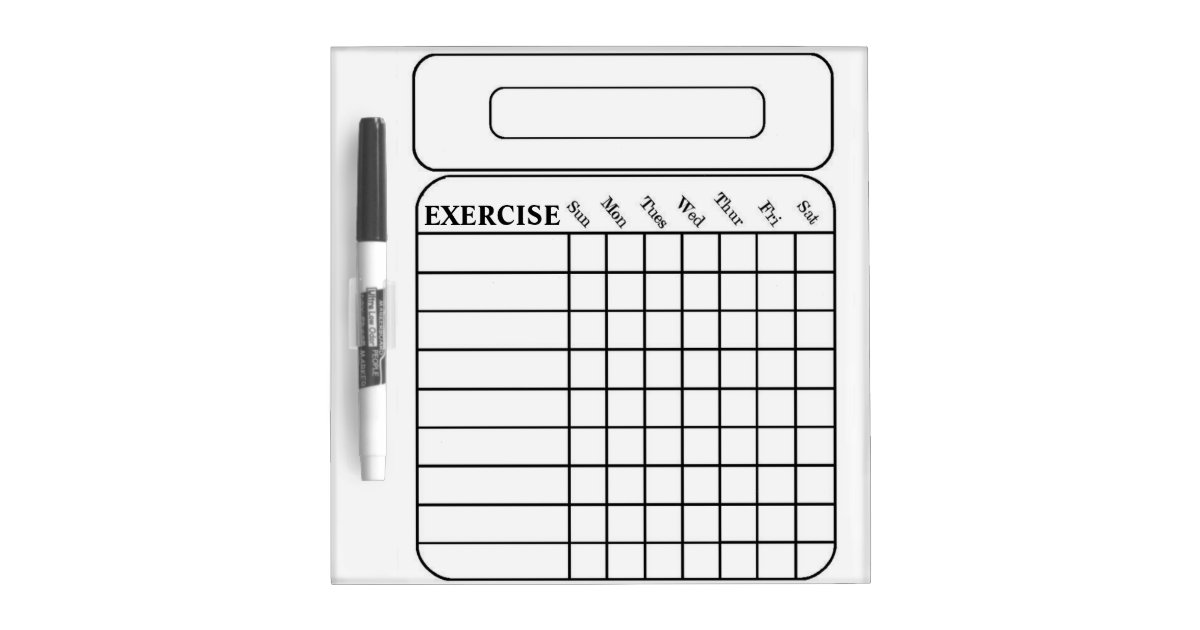 WEEKLY EXERCISE CHART DRY ERASE BOARD Zazzle