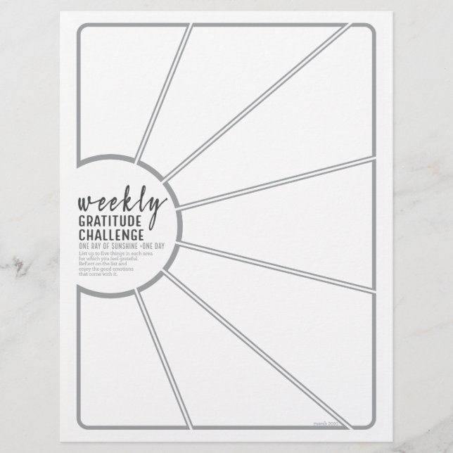 Weekly Gratitude Journal Challenge Sunshine Design Letterhead (Front)