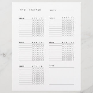 Weekly Habit Planner and Tracker Printable Letterhead