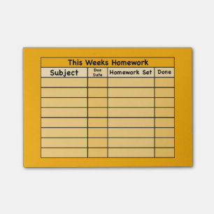 Weekly Homework Post-it Post-it Notes