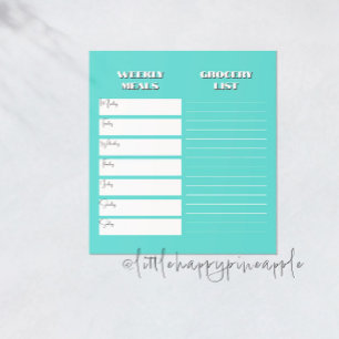 Weekly Meal Planner and Grocery List Notepad