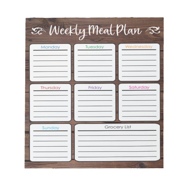 Weekly Meal Planner- Dark Brown Notepad (Front)