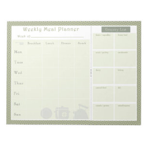Weekly Meal Planner Green Diamond Notepad