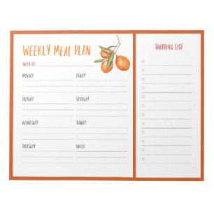 Weekly Meal Planner grocery list Notepad
