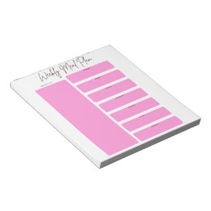 WEEKLY MEAL PLANNER IN PINK DESIGN NOTEPAD