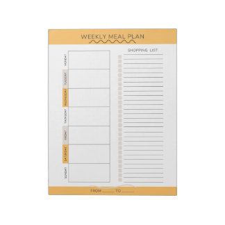 Weekly Meal Planner Neutral Colours Notepad