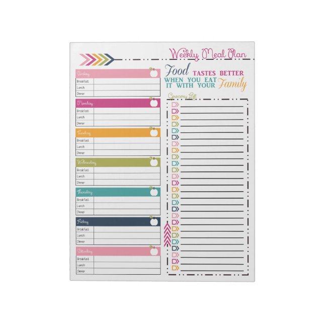 Weekly Meal Planner Notepad (Rotated)