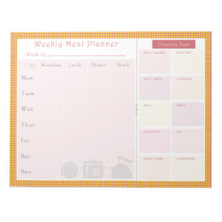 Weekly Meal Planner Summer Chequered Notepad