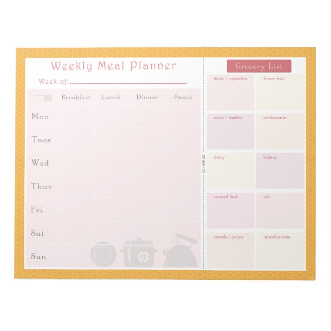 Weekly Meal Planner Summer Flowers Notepad (Front)