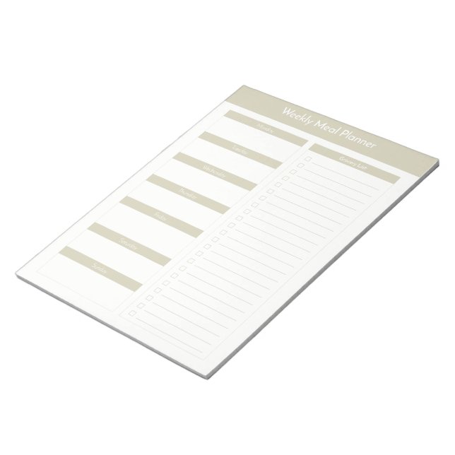 Weekly Meal Planner - Taupe Notepad (Angled)