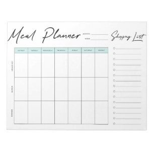Weekly Meal Planner with Shopping List Notepad